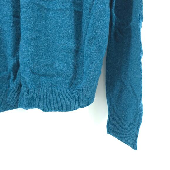 M&S Collection Mens Blue Teal 100% Extra Fine Lambswool Cozy Sweater V-Neck| L - Picture 10 of 10